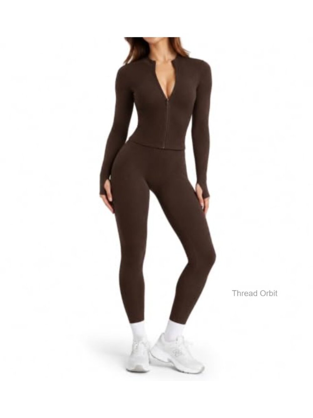 Seamless Ribbed Workout Set Zip Up Jacket High Waisted Gym Leggings